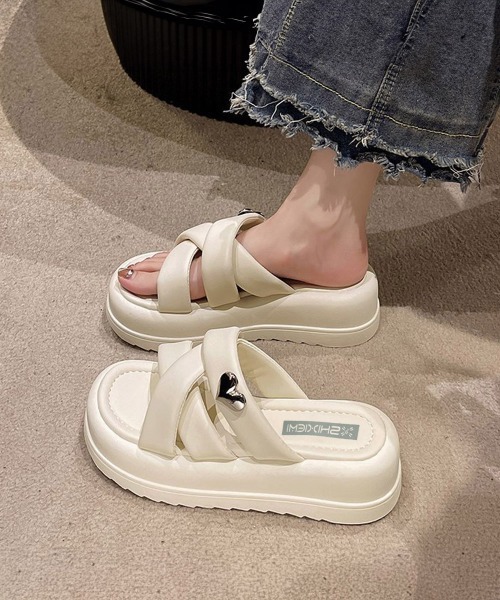 夏用　ミュール miniministore ミュールサンダル 厚底 ストラップ 夏靴 -靴