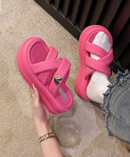 miniministore サンダル 厚底 ミュールサンダル クロスベルト 夏