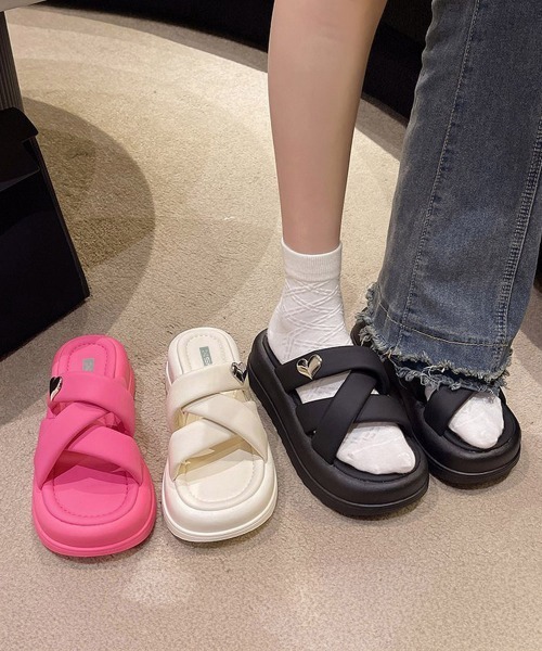 サンダル・ミュール CAREL miniministore サンダル 厚底 ミュールサンダル クロスベルト 夏