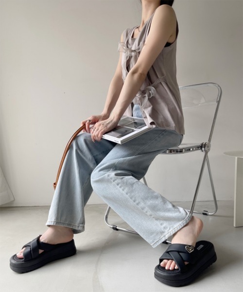 miniministore サンダル 厚底 ミュールサンダル クロスベルト 夏