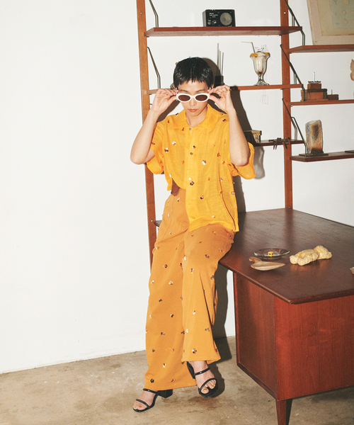 ブラウス シャツ 「YOU LOOK GOOD×JS」シアーリネンスパンコールシャツ レディース