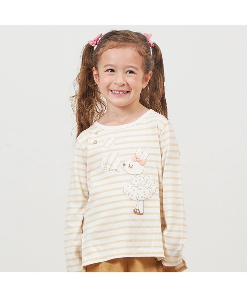 お祝い　90サイズ　セットアップ　KP 東武百貨店　長袖Tシャツ　ズボン　女の子　うさぎ KP tシャツ うさぎアップリケ長袖Tシャツ(80〜140) キッズ 子供服