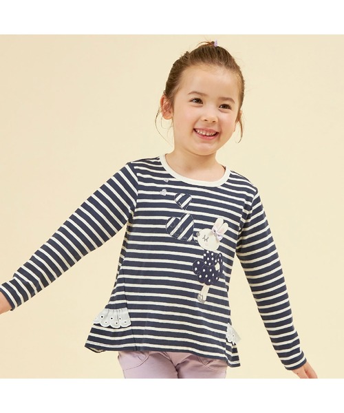 KP tシャツ うさぎアップリケ長袖Tシャツ(80〜140) キッズ 子供服 KP tシャツ うさぎアップリケ長袖Tシャツ(80〜140) キッズ 子供服
