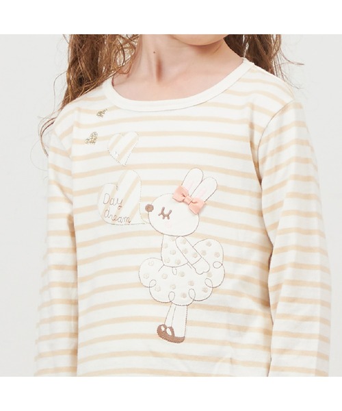 お祝い　90サイズ　セットアップ　KP 東武百貨店　長袖Tシャツ　ズボン　女の子　うさぎ KP tシャツ うさぎアップリケ長袖Tシャツ(80〜140) キッズ 子供服