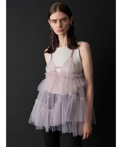 SNIDEL】チュールキャミレイヤードトップス