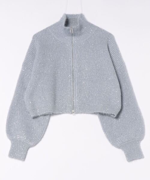 STYLEBLOCK カーディガン ラメシャギーニットジップカーディガン