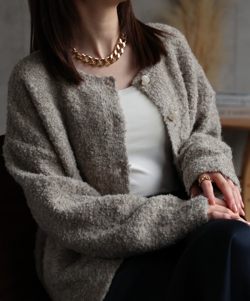 sakishimatokyo カーディガン ハートボタンクルーネックニット