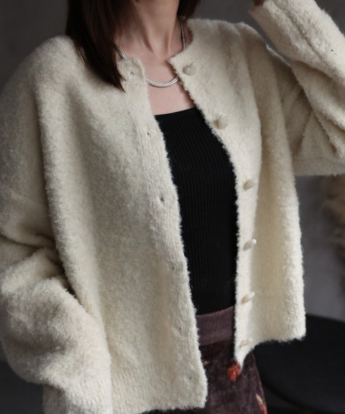 sakishimatokyo カーディガン ハートボタンクルーネックニット