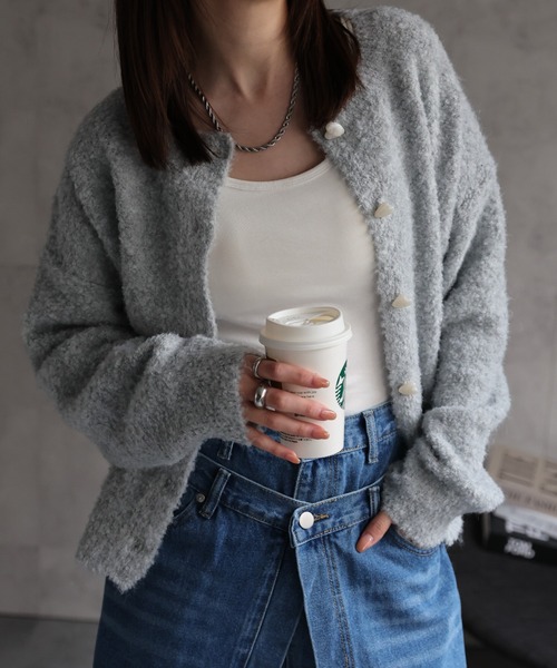 sakishimatokyo カーディガン ハートボタンクルーネックニット