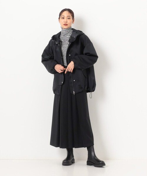 ケープブルゾン　サテン黒 Gabardine K.T（ギャバジンK.T） ブルゾン アウター 二重織サテン