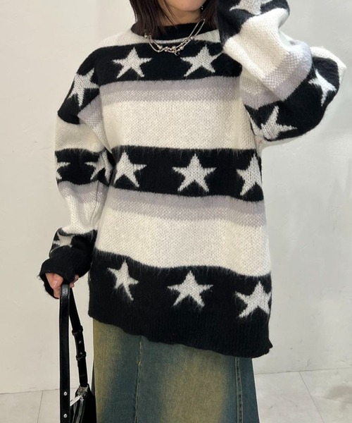 ニット セーター 星柄ボーダーニット レディース : ZOZOTOWN Yahoo!店