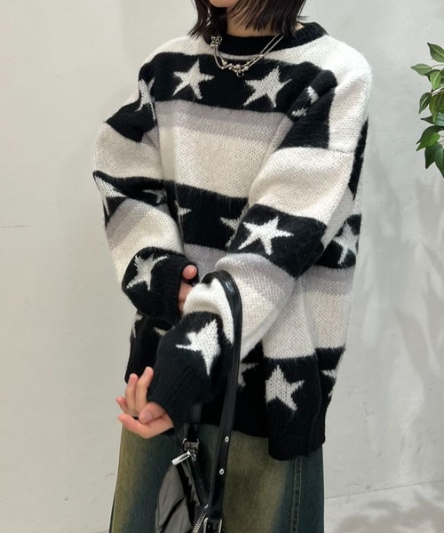 ニット セーター 星柄ボーダーニット レディース : ZOZOTOWN Yahoo!店