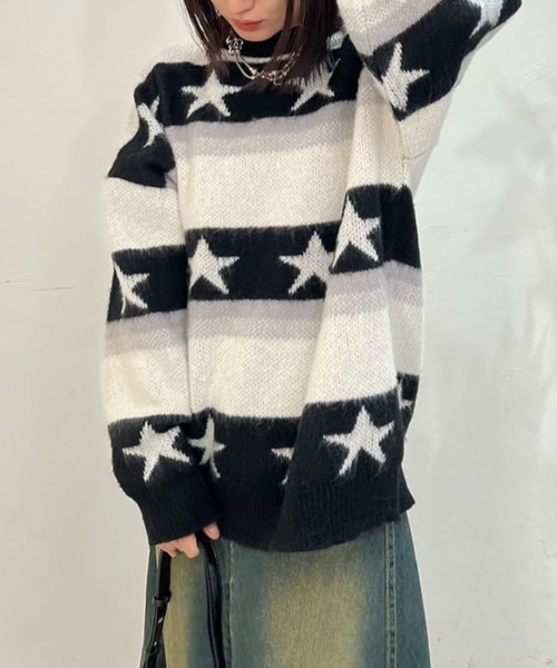 ニット セーター 星柄ボーダーニット レディース : ZOZOTOWN Yahoo!店