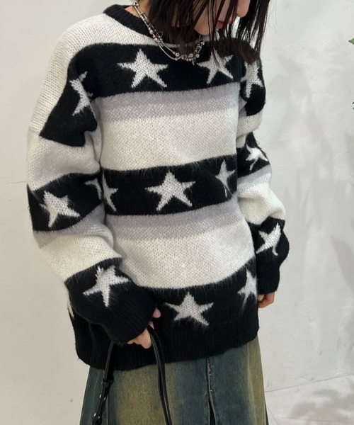 ニット セーター 星柄ボーダーニット レディース : ZOZOTOWN Yahoo!店