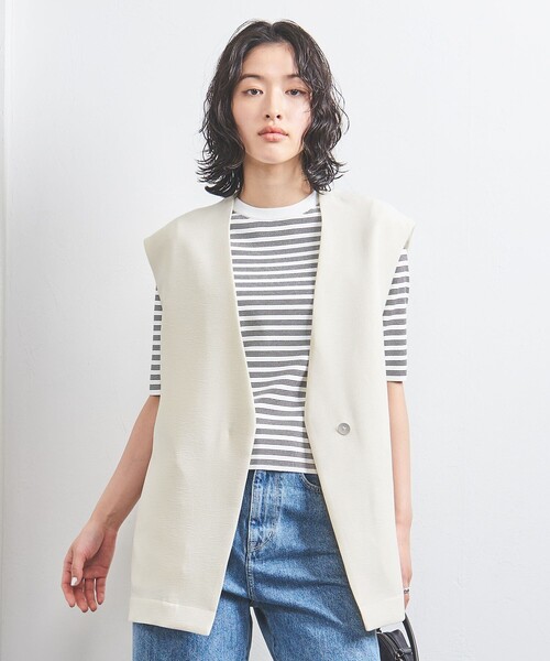 UNITED ARROWS FAbRICA ノーカラーベスト　ジレ UNITED ARROWS ベスト ジレ COMFY Vノーカラー -吸水速乾 UV