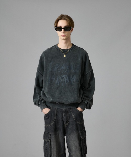 スウェット・トレーナー Luxury Street Wear washed vintage sweat medium be unisexual ANDER HUNK トレーナー スウェット Vintage Washed Sweat