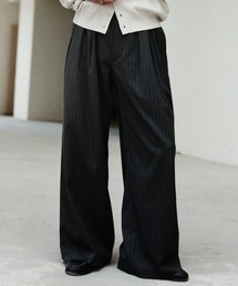 WYM LIDNM スラックス SLIGHT FLARE DOUBLE CLOTH BAGGY SLACKS メンズ