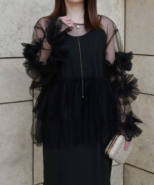 My shawty（マイシャウティー） ドレス frill tule top : ZOZOTOWN