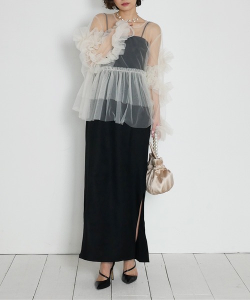 My shawtyブラックフリルオフショルダーパーティドレス My shawty（マイシャウティー） ドレス frill tule top : ZOZOTOWN