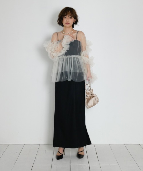 My shawtyブラックフリルオフショルダーパーティドレス My shawty（マイシャウティー） ドレス frill tule top : ZOZOTOWN