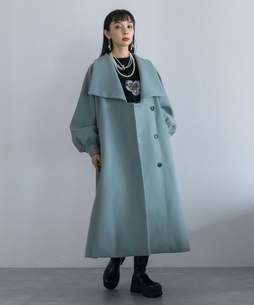 完売品 HARE サイドプリーツステンカラーコート 紫 パープル Sサイズ