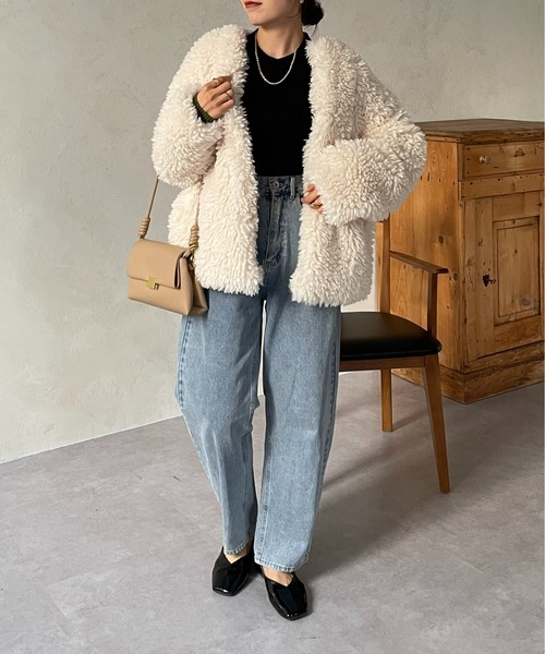 Thevon（ゼヴォン） ノーカラージャケット FREE アイボリー レディース