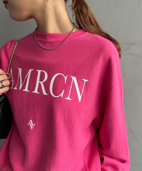 美品✨アメリカーナ　AMERICANA スウェットカットソー　レディース　M AMERICANA 「AMERICANA」 スウェットカットソー F ブラック