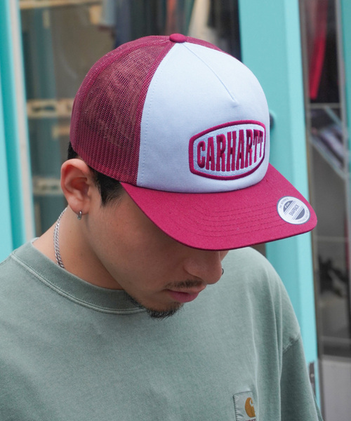 【希少】Carhartt カーハート　紫 キャップ アジャスター付　刺繍ロゴ 希少】Carhartt カーハート 紫 キャップ アジャスター付 刺繍ロゴ