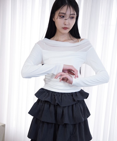 tシャツ ドレープチュールTシャツ レディース