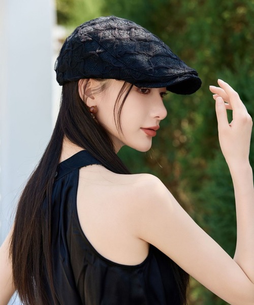 gossip!ロサンゼルス 帽子 ベレー帽 チュール立体フラワー付き ベレー