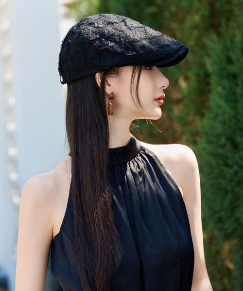 gossip!ロサンゼルス 帽子 ベレー帽 チュール立体フラワー付き ベレー