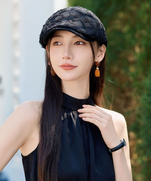 gossip!ロサンゼルス 帽子 ベレー帽 チュール立体フラワー付き ベレー