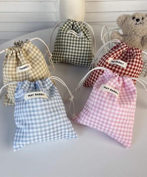 チェック柄巾着袋 ギンガムチェック巾着ポーチ - バッグ・ポーチ・財布を激安で通販販売