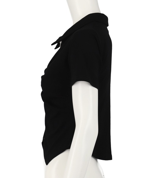 ANAP（アナップ） tシャツ 半袖 ギャザー ZIP 半袖 トップス