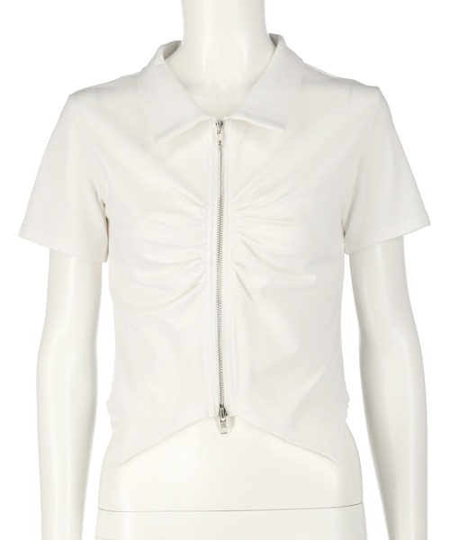 ANAP（アナップ） tシャツ 半袖 ギャザー ZIP 半袖 トップス