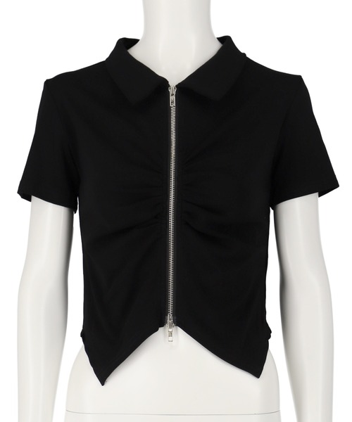ANAP（アナップ） tシャツ ギャザー ZIP 半袖 トップス レディース