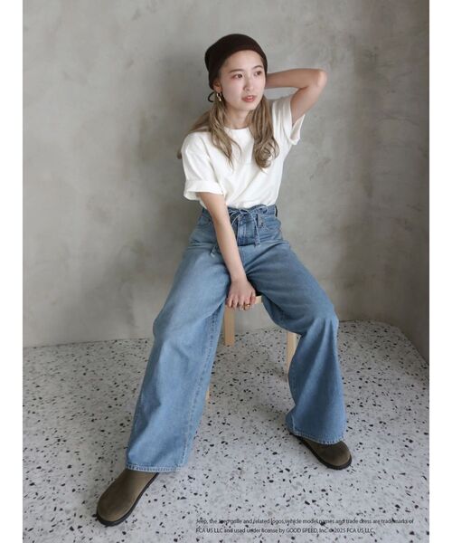 新品　Ungrid ウエストクロスデザインデニムパンツ ワイド ストレート24 Ungrid（アングリッド） ワイドパンツ ジーンズ デニム デニムパンツ