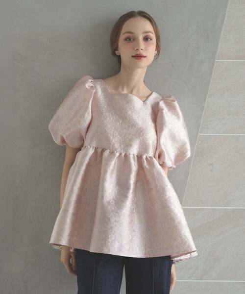♡新品未使用タグ付♡Meraki.フェミニンペプラムトップス ピンク MERAKI（ファッション） フェミニンペプラムトップス レディース