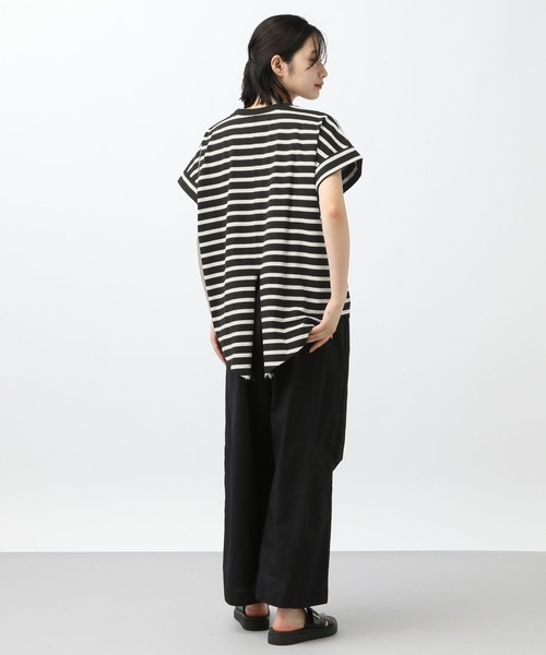 tシャツ コットンボーダーノースリプルオーバー レディース studio CLIP tシャツ 「natural by clip」ボーダーバックノット
