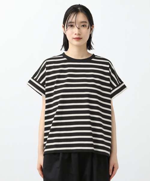 tシャツ コットンボーダーノースリプルオーバー レディース studio CLIP tシャツ 「natural by clip」ボーダーバックノット