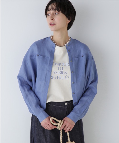 「human woman」 長袖ブラウス MEDIUM ブルー系その他 レディース