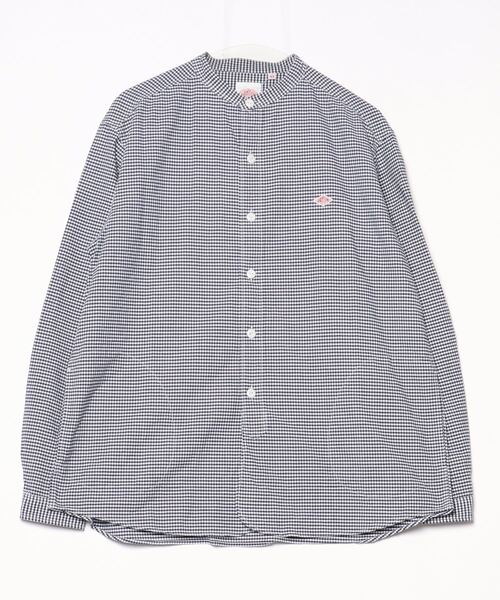 DANTON バンドカラーシャツ チェック ダントン XL メンズ 44 長袖 DANTON ダントン メンズ オックスフォード バンドカラーシャツ