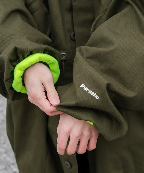 「Perushu」 モッズコート MEDIUM カーキ メンズ_画像9