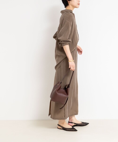 ブラウス シャツ 「セットアップ対応」ウォッシャブルシルキーキュプラドレープシャツ レディース NOLLEY'S ブラウス シャツ 「セットアップ対応」ウォッシャブル