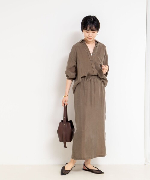 ブラウス シャツ 「セットアップ対応」ウォッシャブルシルキーキュプラドレープシャツ レディース NOLLEY'S ブラウス シャツ 「セットアップ対応」ウォッシャブル