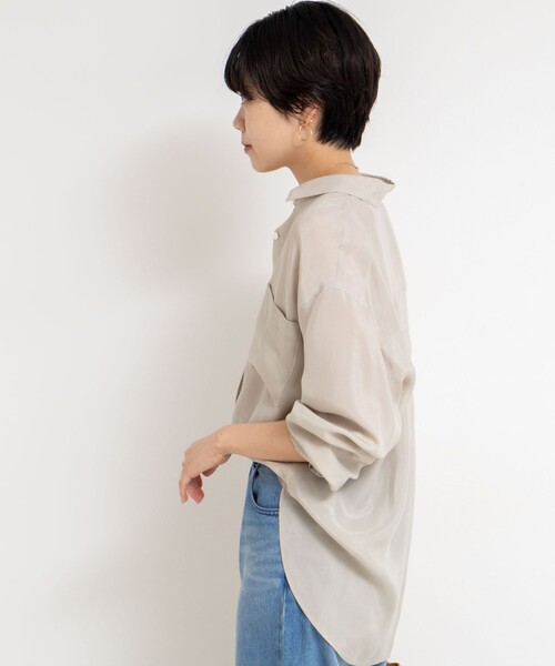 ブラウス シャツ 「セットアップ対応」ウォッシャブルシルキーキュプラドレープシャツ レディース NOLLEY'S ブラウス シャツ 「セットアップ対応」ウォッシャブル