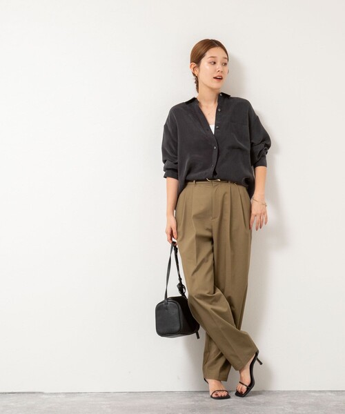 ブラウス シャツ 「セットアップ対応」ウォッシャブルシルキーキュプラドレープシャツ レディース NOLLEY'S ブラウス シャツ 「セットアップ対応」ウォッシャブル
