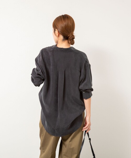 ブラウス シャツ 「セットアップ対応」ウォッシャブルシルキーキュプラドレープシャツ レディース NOLLEY'S ブラウス シャツ 「セットアップ対応」ウォッシャブル