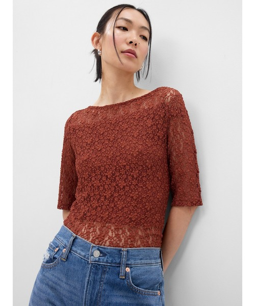 「GAP」 半袖カットソー L アイボリー レディース