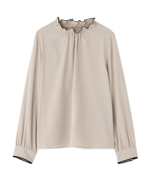 フリルネックブラウス ベージュ F NATURAL BEAUTY BASIC（ナチュラルビューティーベーシック） ブラウス